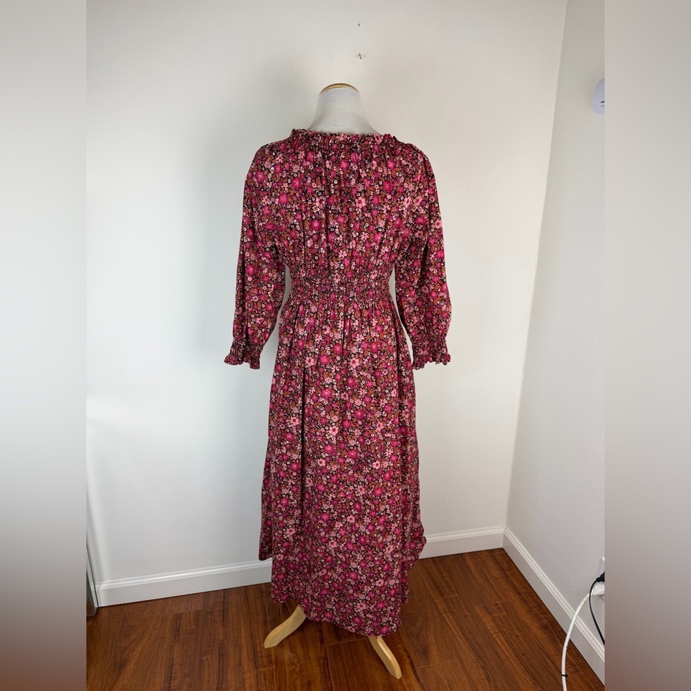 Tuckernuck Pink City Prints Floral Long Sleeve Midi Dress 100% Cotton Size M - Picture 4 of 7